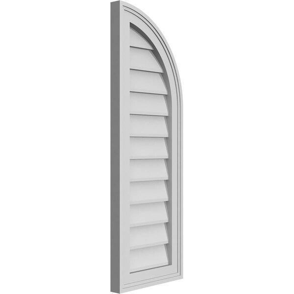 Quarter Round Top Right Surface Mount PVC Gable Vent W/ 2W X 1-1/2P Brickmould Frame, 12W X 34H